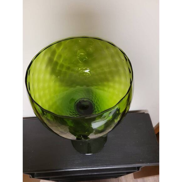 Vintage Empoli Snifter Vase, Tall Twisted Stem Optic Green, MCM Art Glass - Picture 5 of 7